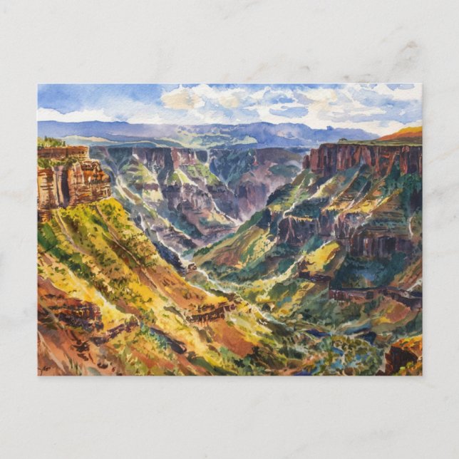 Carte Postale Parc national de Waimea Canyon, peinture aquarelle (Devant)