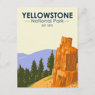 Carte Postale Parc national de Yellowstone Arbre pétrifié Vintag