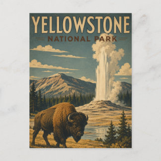 Carte Postale Parc national de Yellowstone Bison de style WPA vi