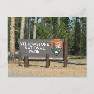 Carte Postale Parc national de Yellowstone, panneau, Wyoming, U.
