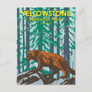 Carte Postale Parc national de Yellowstone Vintage Wolverine