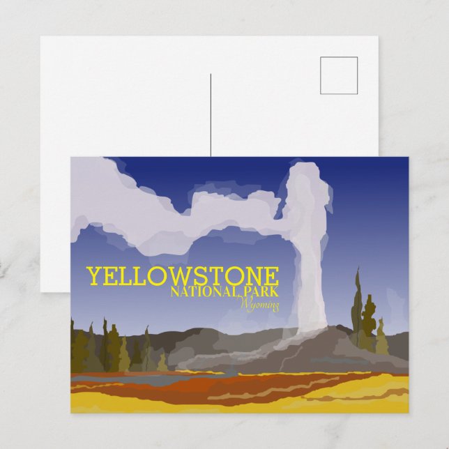 Carte Postale Parc national de Yellowstone, Wyoming Geyser (Devant / Derrière)