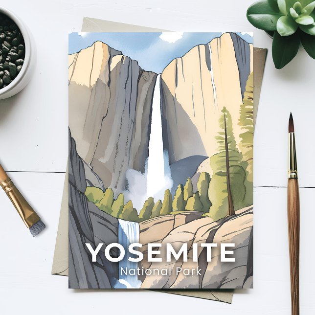 Carte Postale Parc national de Yosemite | Aquarelle (Créateur téléchargé)