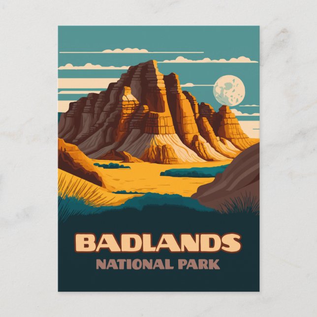 Carte Postale Parc national des Badlands Rétro (Devant)