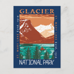 Carte Postale Parc national des Glaciers Montana Vintage en détr