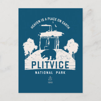Carte Postale Parc national des Lacs-Plitvice Design blanc