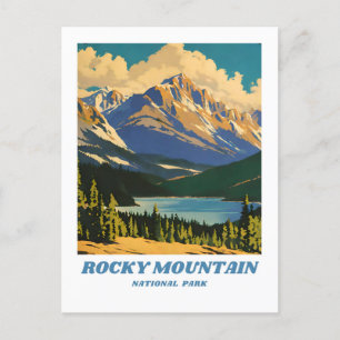 Carte Postale Parc national des Rocheuses illustration rétro H