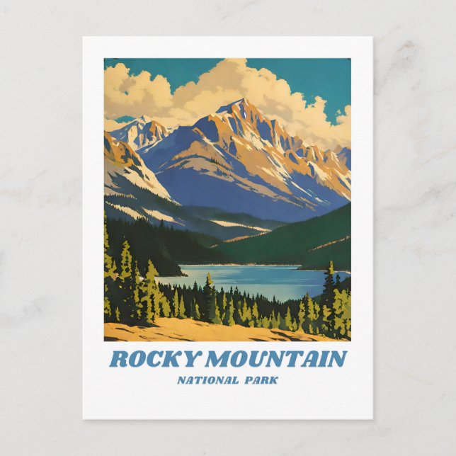 Carte Postale Parc national des Rocheuses illustration rétro H (Devant)