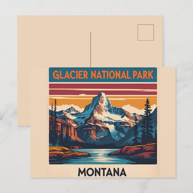 Carte Postale Parc national du Glacier Vintage voyage Montana (Devant / Derrière)