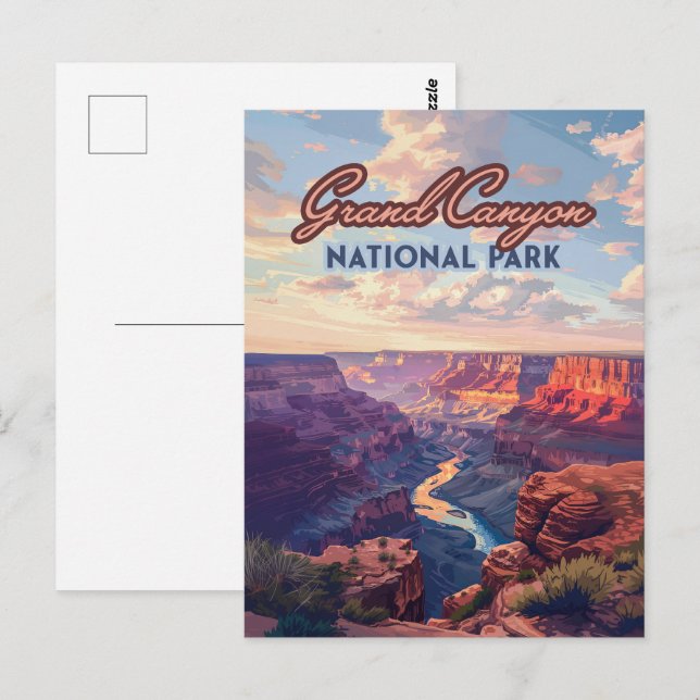 Carte Postale Parc national du Grand Canyon Arizona Retro (Devant / Derrière)