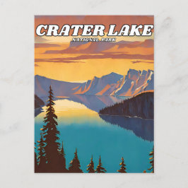 Carte Postale Parc national du lac Crater illustration rétro