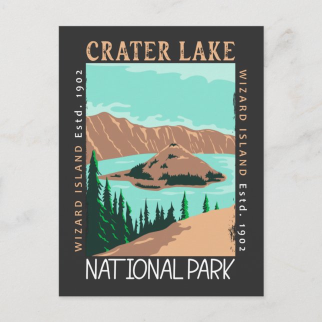 Carte Postale Parc national du lac Crater Oregon Rétro perturbé (Devant)