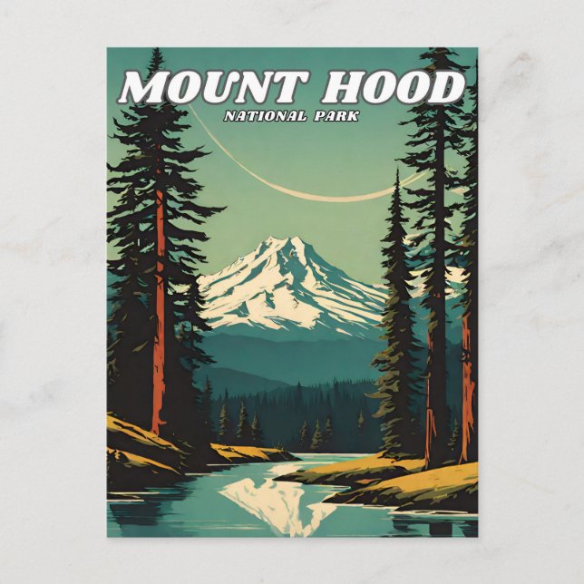Carte Postale Parc national du Mont Hood illustration rétro Clas (Devant)
