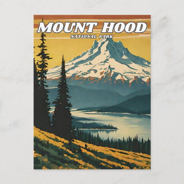Carte Postale Parc national du Mont Hood illustration retro Déco (Devant)
