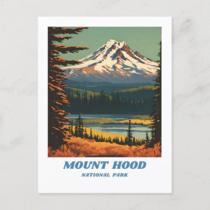 Carte Postale Parc national du Mont Hood illustration retro Vaca