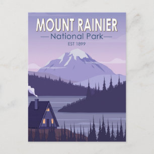 Carte Postale Parc national du mont Rainier Cabane rétro Washing