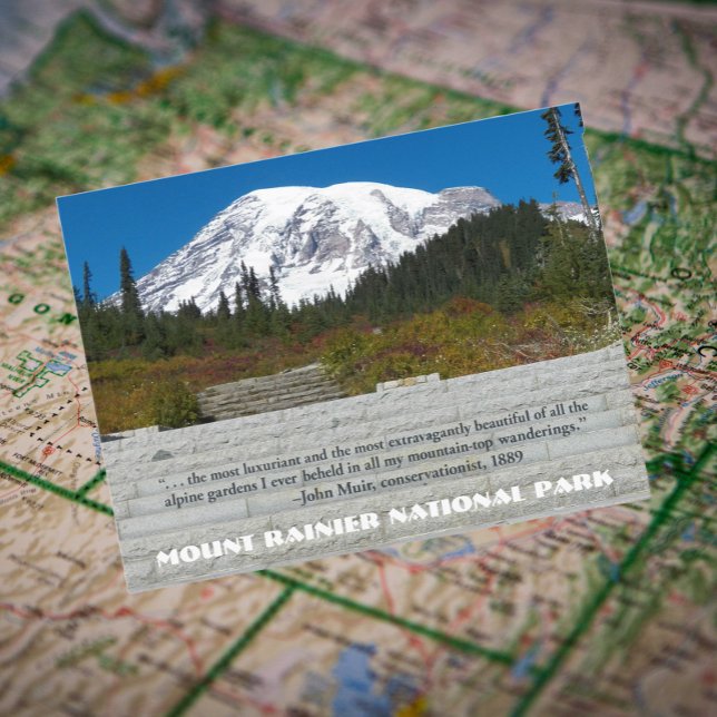 Carte Postale Parc national du Mont Rainier John Muir Citation (In Situ Map)