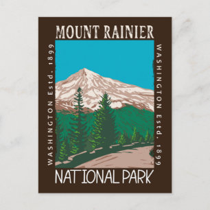 Carte Postale Parc national du mont Rainier Vintage en détresse
