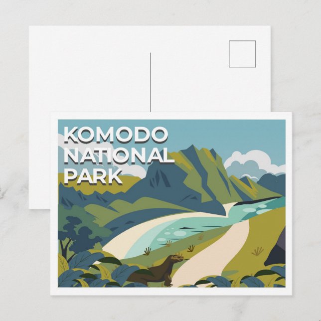 Carte Postale Parc national Komodo Est Nusa Tenggara Voyage (Devant / Derrière)