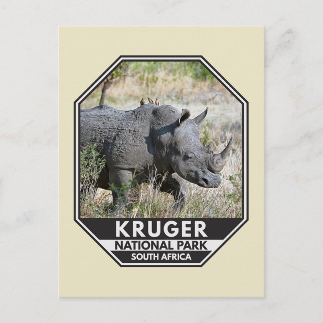 Carte Postale Parc national Kruger Afrique du Sud Rhino Aquarell (Devant)