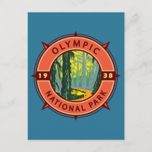 Carte Postale Parc national olympique Hoh Rainforest Retro Compa