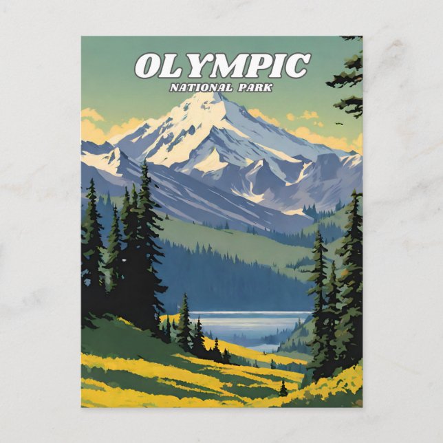 Carte Postale Parc national olympique illustration retro (Devant)