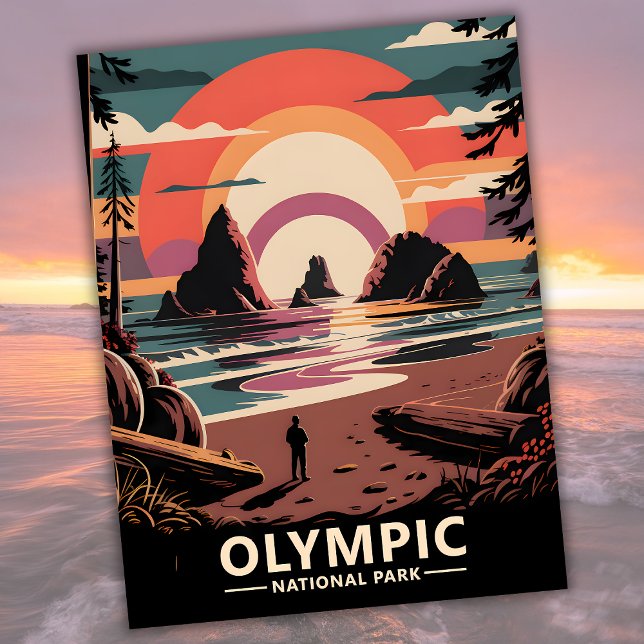 Carte Postale Parc national olympique sur mesure Rialto Beach Su (Custom Olympic National Park Rialto Beach Sunset Postcard)