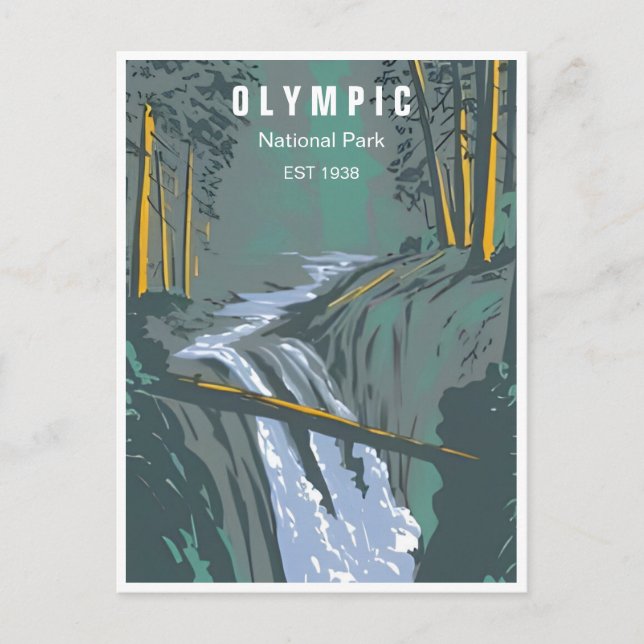 Carte Postale Parc national olympique Washington Vintage (Devant)