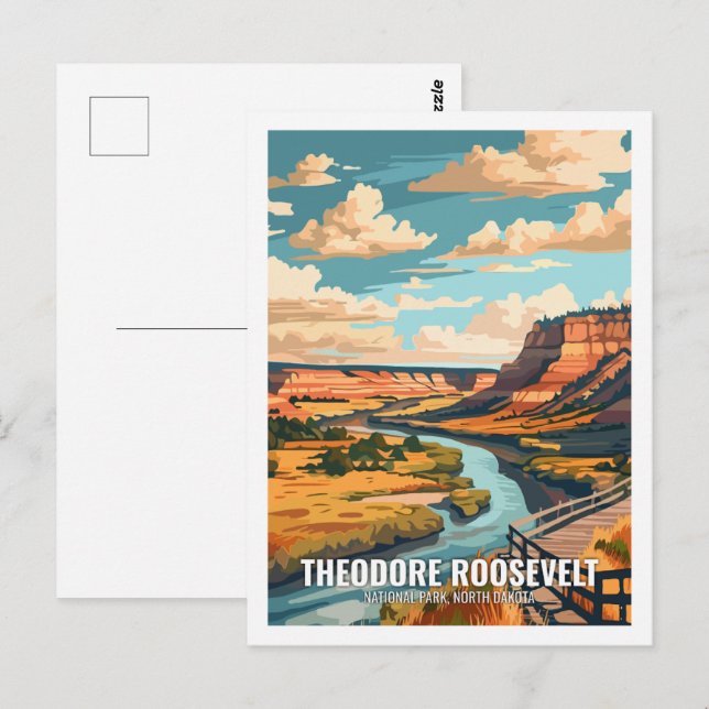 Carte Postale Parc national Theodore Roosevelt Dakota du Nord US (Devant / Derrière)