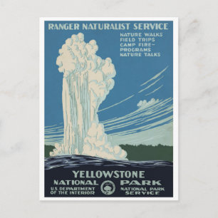Carte Postale Parc national vintage Yellowstone Vieux fidèles
