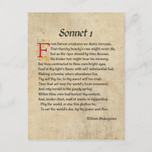 Carte Postale Parchemin Shakespeare Sonnet 1