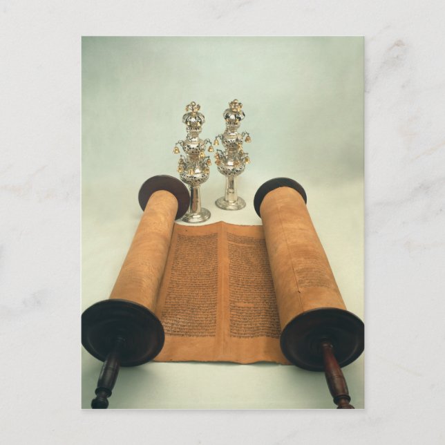Carte Postale Parchemin Torah avec les finitions de la couronne  (Devant)