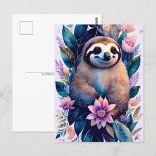 Carte Postale Paresseux aquarelle, Faune, Postcrossing