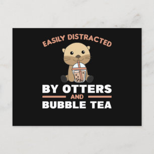 Carte Postale Paresseux de Bubble Tea au Chocolat Animaux Mignon