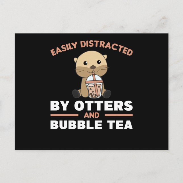 Carte Postale Paresseux de Bubble Tea au Chocolat Animaux Mignon (Devant)