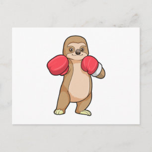 Carte Postale Paresseux en boxeur avec gants de boxe