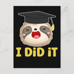 Carte Postale Paresseux Étudiant Diplômé Fainéant Diplômé