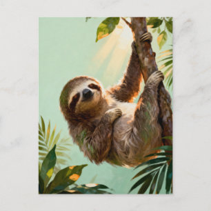 Carte Postale Paresseux Tropical Mignon Vibes Animaux de la Jung