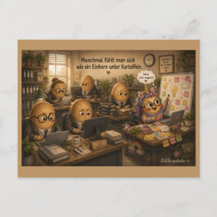 Carte Postale Parfois, on se sent - Licorne - Bureau