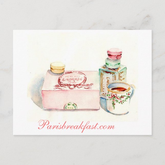 Carte Postale Paris, Boîte de macarons par Carol Gillott (Devant)