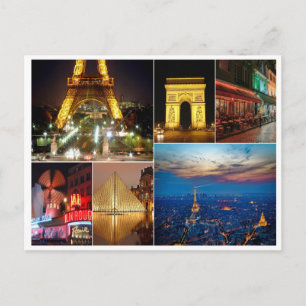 Carte Postale Paris collage france ville voyage
