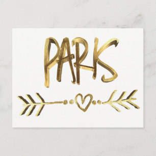 Carte Postale Paris France Aimer Elégant Or Look Typographie