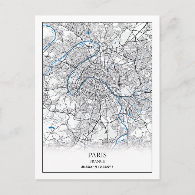 Carte Postale Paris-France-City Plan Voyage simple (Devant)