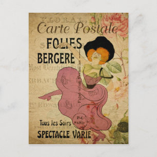 Carte Postale Paris France Danseur Vintage Can-Can