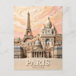 Carte Postale Paris France Europe Moderne Pastel Texturé Voyage
