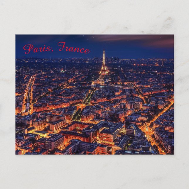 Carte Postale Paris France Lumières de la ville nocturne (Devant)