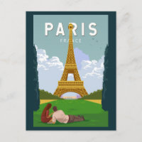 Paris France Retro Travel Art Vintage