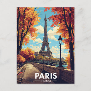 Carte Postale Paris France Tour Eiffel Automne Rétro
