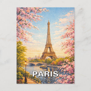 Carte Postale Paris France Tour Eiffel Fleurs de Cerisier