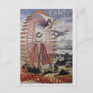 Carte Postale Paris France Vintage Ferris Wheel